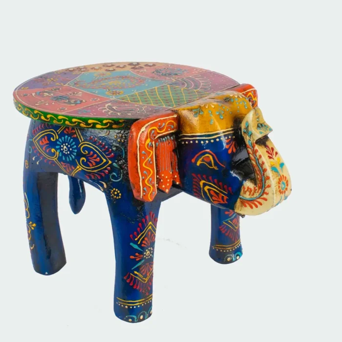 Painted Wooden elephant stool handicraft