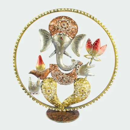 handmade metal ganesh ji in ring structure with texture color