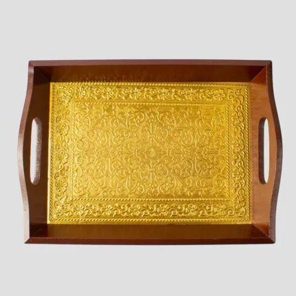 ARK Golden color wooden tray handmade