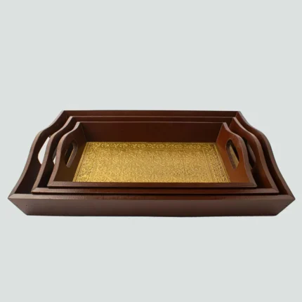 ARK Golden color wooden tray handmade