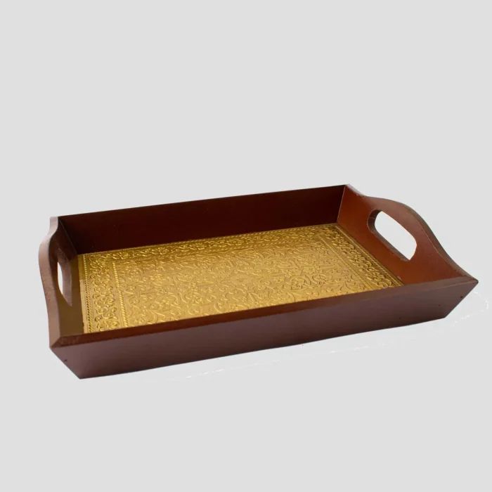 ARK Golden color wooden tray handmade