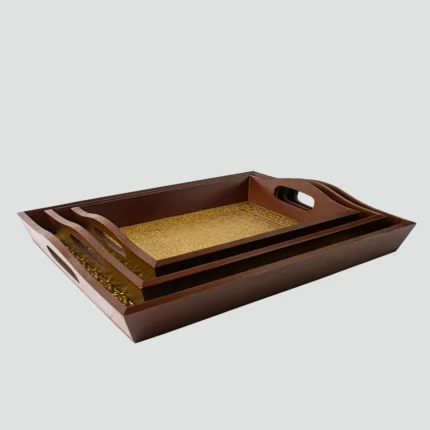 ARK Golden color wooden tray handmade