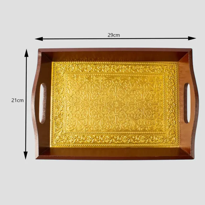 ARK Golden color wooden tray handmade