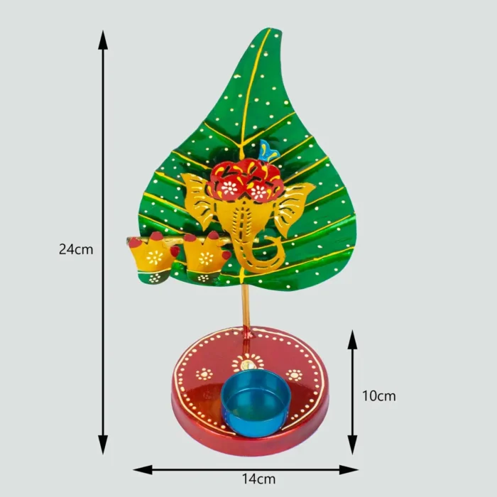 Ganesh ji on leaf (patta) handmade candle stand