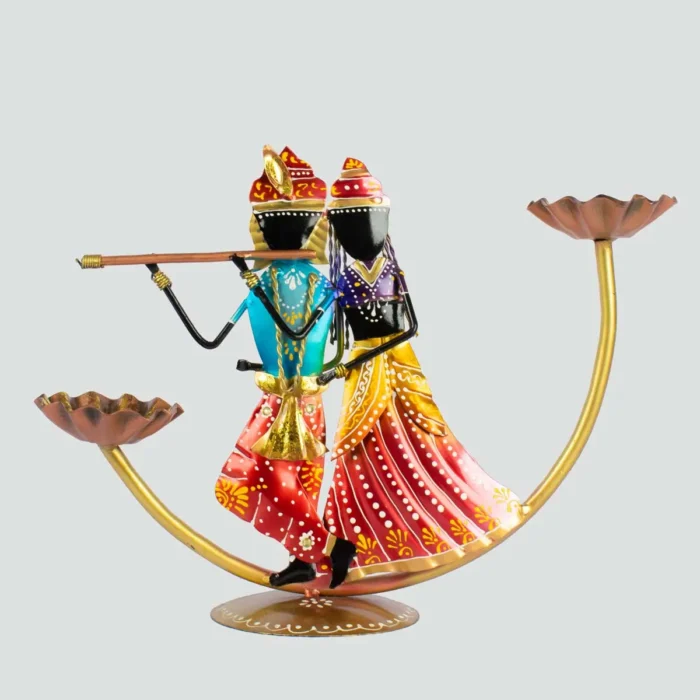 handmade Radha krishna metal candle / diya stand for diwali decoration