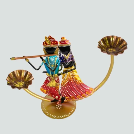 handmade Radha krishna metal candle / diya stand for diwali decoration