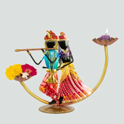 handmade Radha krishna metal candle / diya stand for diwali decoration