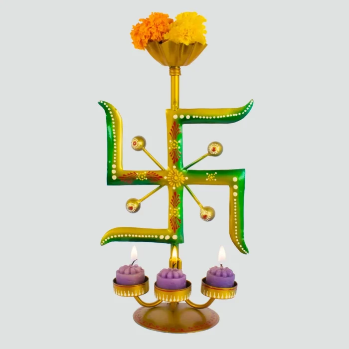 handmade swastik symbol candle / diya stand for diwali decoration