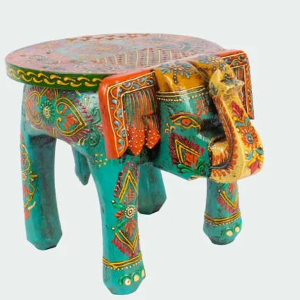 Painted Wooden elephant stool handicrafted