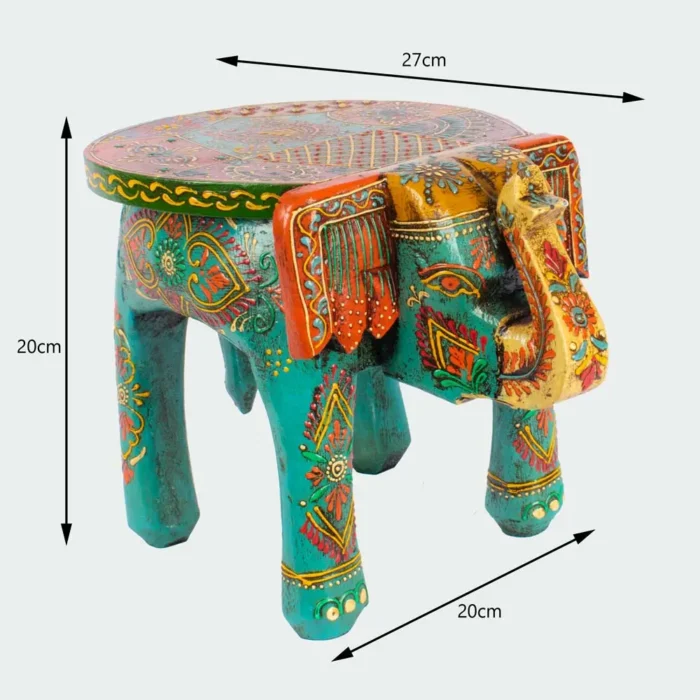 Painted Wooden elephant stool handicrafted