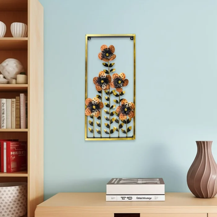Metal handmade floral frame for wall decoration