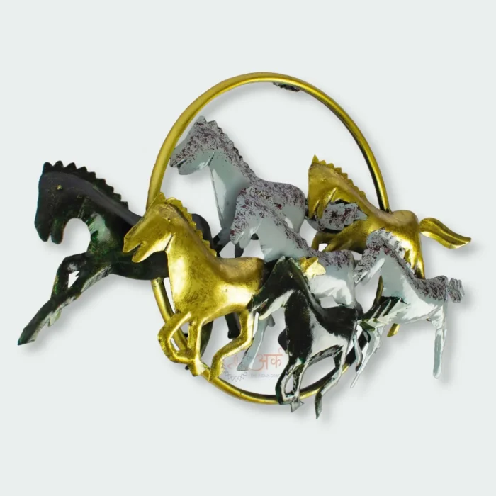 handmade metal seven horse wall art