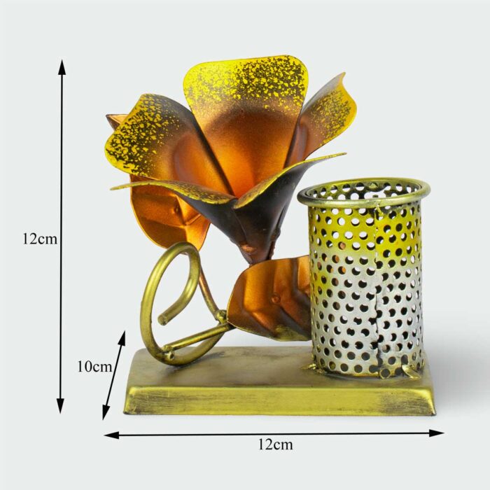 ARK Handcrafted metal rustic rose pen holder for table decoration