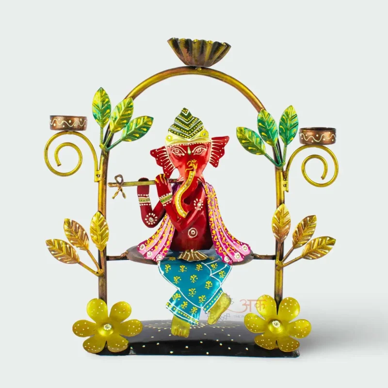 ARK Handcrafted Metal Ganesha Candle Stand