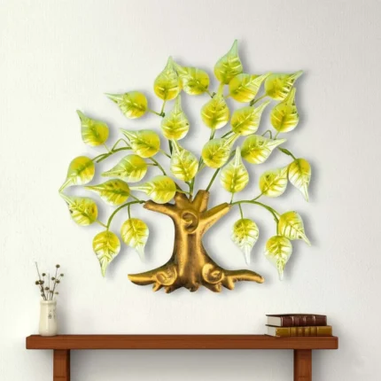 Handcrafted Golden Metal Tree Wall Decor