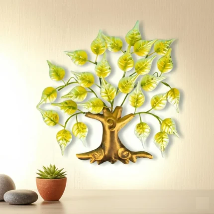 Handcrafted Golden Metal Tree Wall Decor